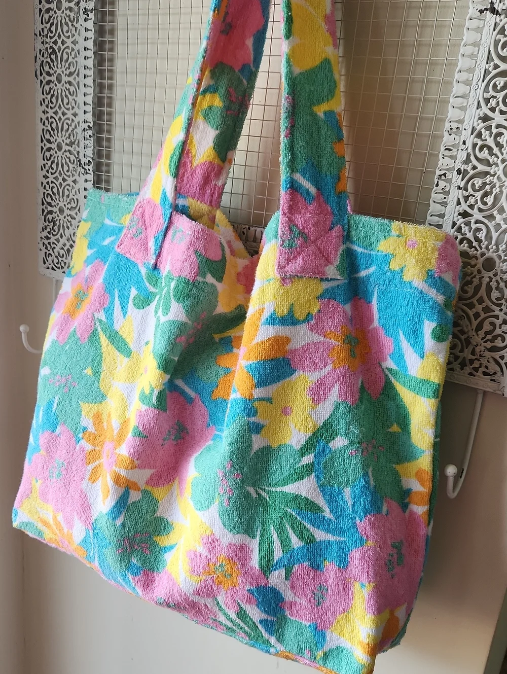 Show Me Your MUMU Floral Bag Tote Terrycloth Resortwear